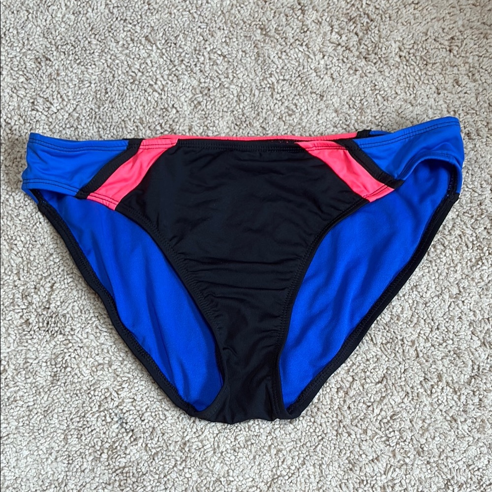 Athleta Black and Blue Bikini Swim Briefs Sporty Design
